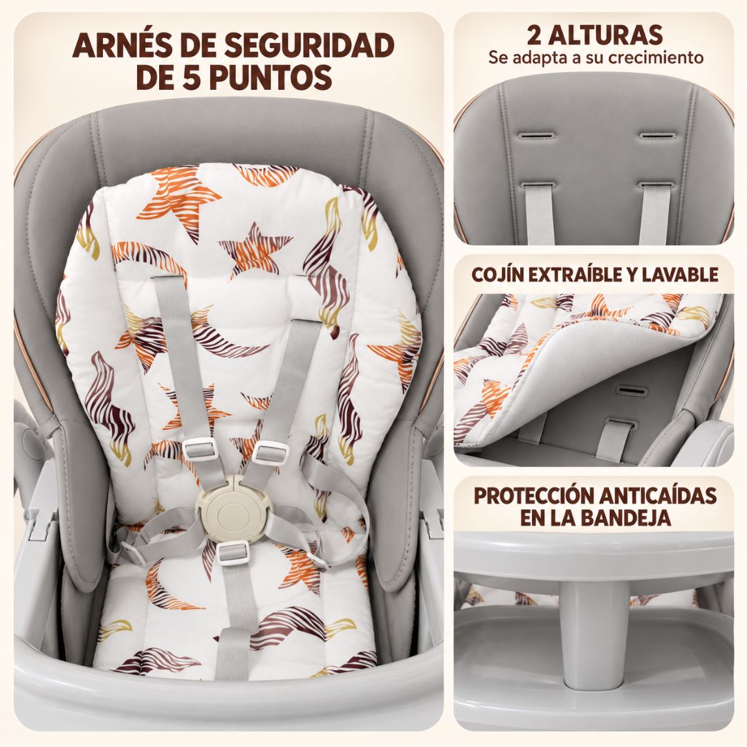 Trona Gris Evolutiva 3 En 1 , Plegable Y Portátil, Reposapiés , Respaldo Y Bandeja Bathby_2