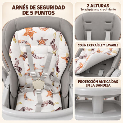 Trona Gris Evolutiva 3 En 1 , Plegable Y Portátil, Reposapiés , Respaldo Y Bandeja Bathby_2
