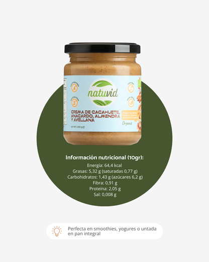 Crema Mix Frutos Secos BIO Natuvid | 250g | Vegana, Sin Gluten y Sin Lactosa | 100% Natural y Sin Azúcares Añadidos_3