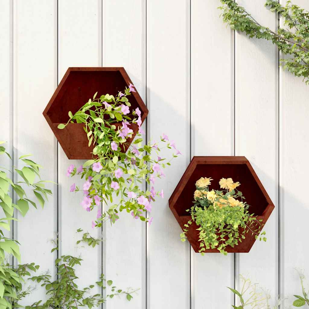 Jardineras De Pared 2 Uds Acero Corten Oxidado 30x10x25 Cm_1
