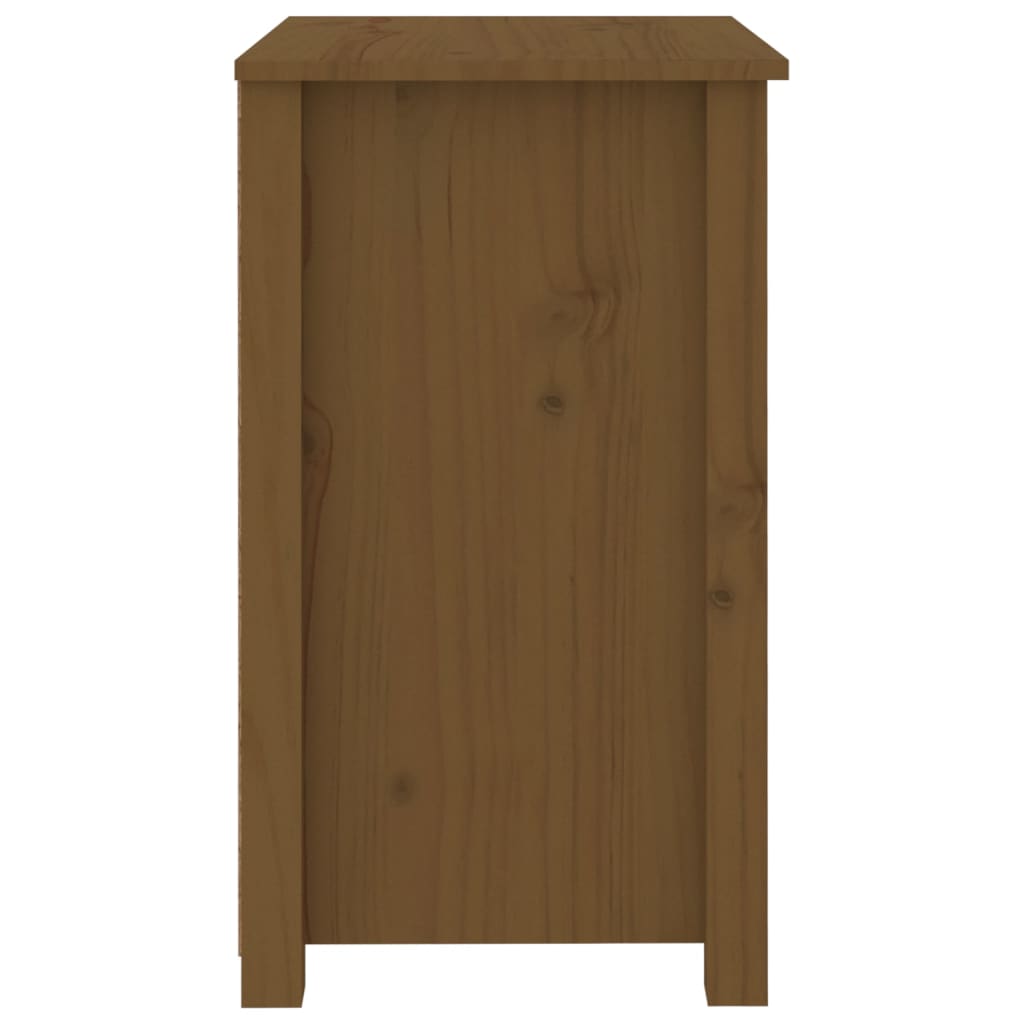 Mesita De Noche Madera Maciza De Pino Marrón Miel 50x35x61,5 Cm_2