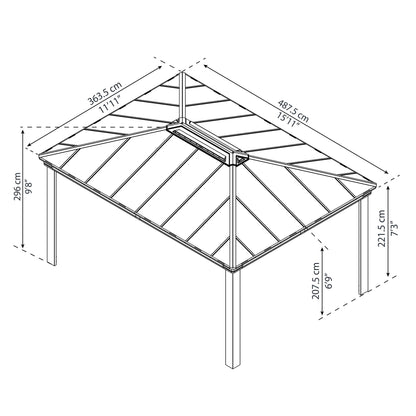 Gazebo sombreado Dallas 360x843 cm 
