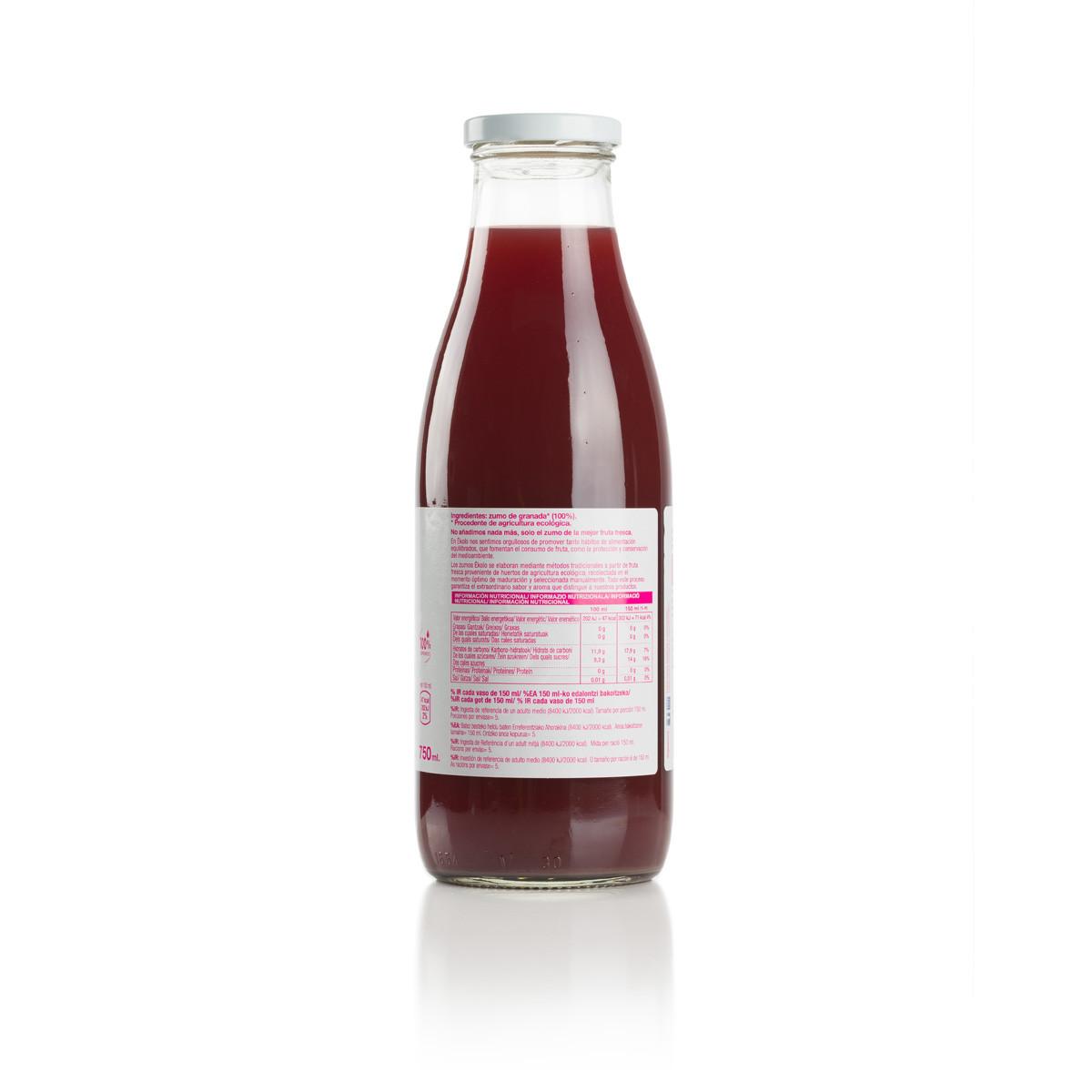 Sumo de romã biológico 100% espremido ékolo 750 ml