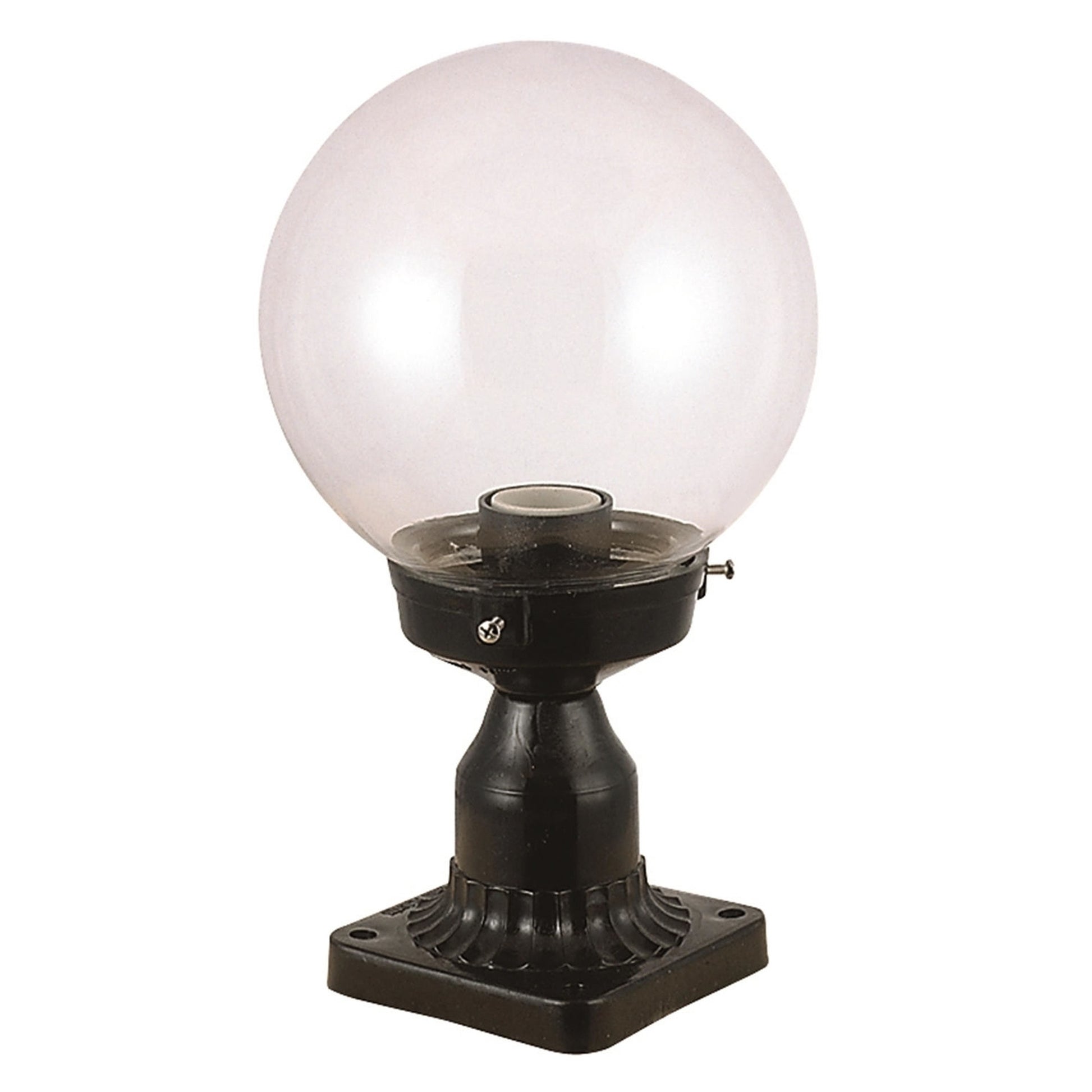 Aplique De Pared Pantalla Transparente Para Exterior, Abs , Negro, 20x20x35, Casquillo E 27 Max 60 W