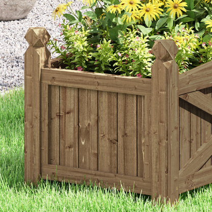 Outsunny Jardinera De Madera Elevada Para Plantas Flores Hierba 60x39x37 Cm Café_4