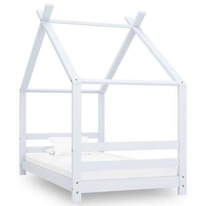 Vidaxl Estructura De Cama Infantil Madera Maciza Pino Blanco 80x160 Cm_0