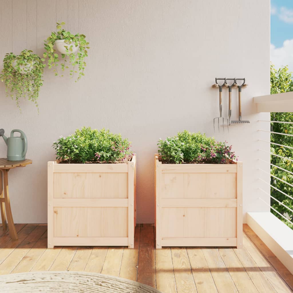 Jardineras De Exterior 2 Unidades Madera Maciza De Pino_2