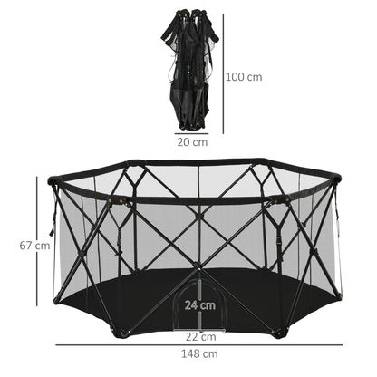 Pawhut Parque Para Mascotas Plegable Acero Con Bolsa De Transporte 148x134x67 Cm_2