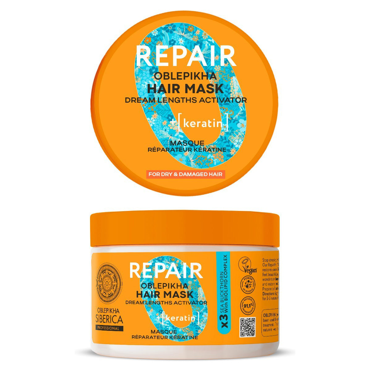 Máscara Capilar Reparadora de Queratina, Natura Siberica, 300 ml