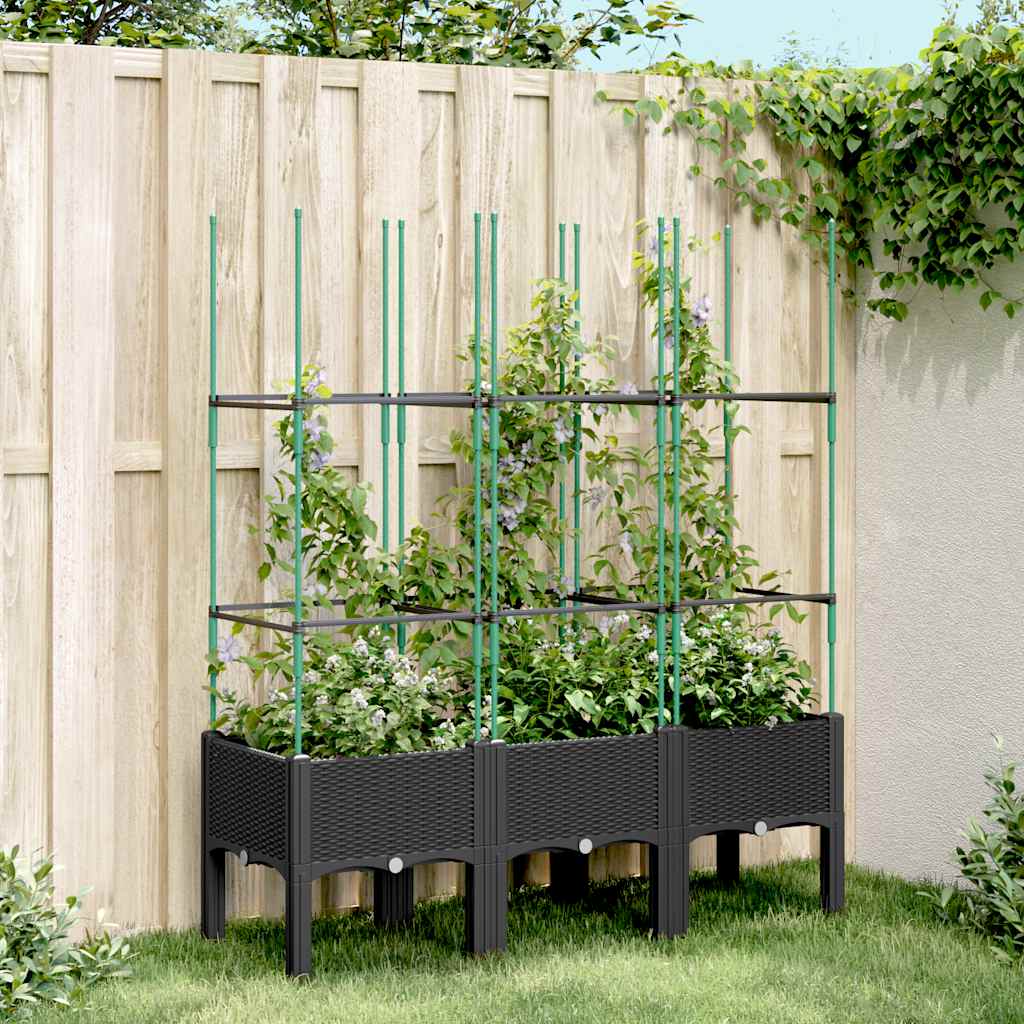 Jardinera Con Enrejado Pp Negro 120x40x142,5 Cm_1