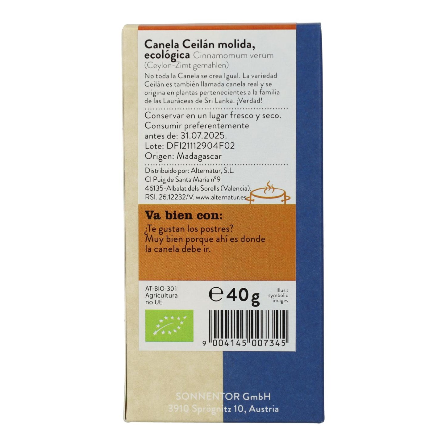 Canela Ceilão Eco Moída 40 g Sonnentor