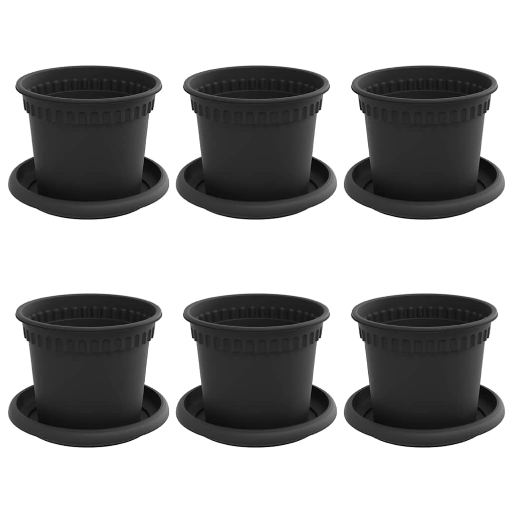 Macetas 6 Uds. Negro Plástico_0
