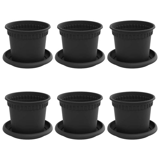Macetas 6 Pcs Negro Ø 12,5 X 10 Cm Plástico_0
