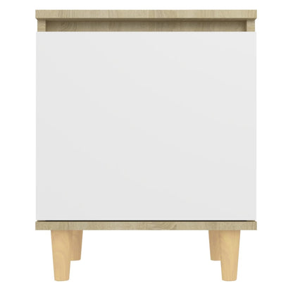 Mesita Noche Con Patas Madera Pino Blanco Y Sonoma 40x30x50 Cm_4