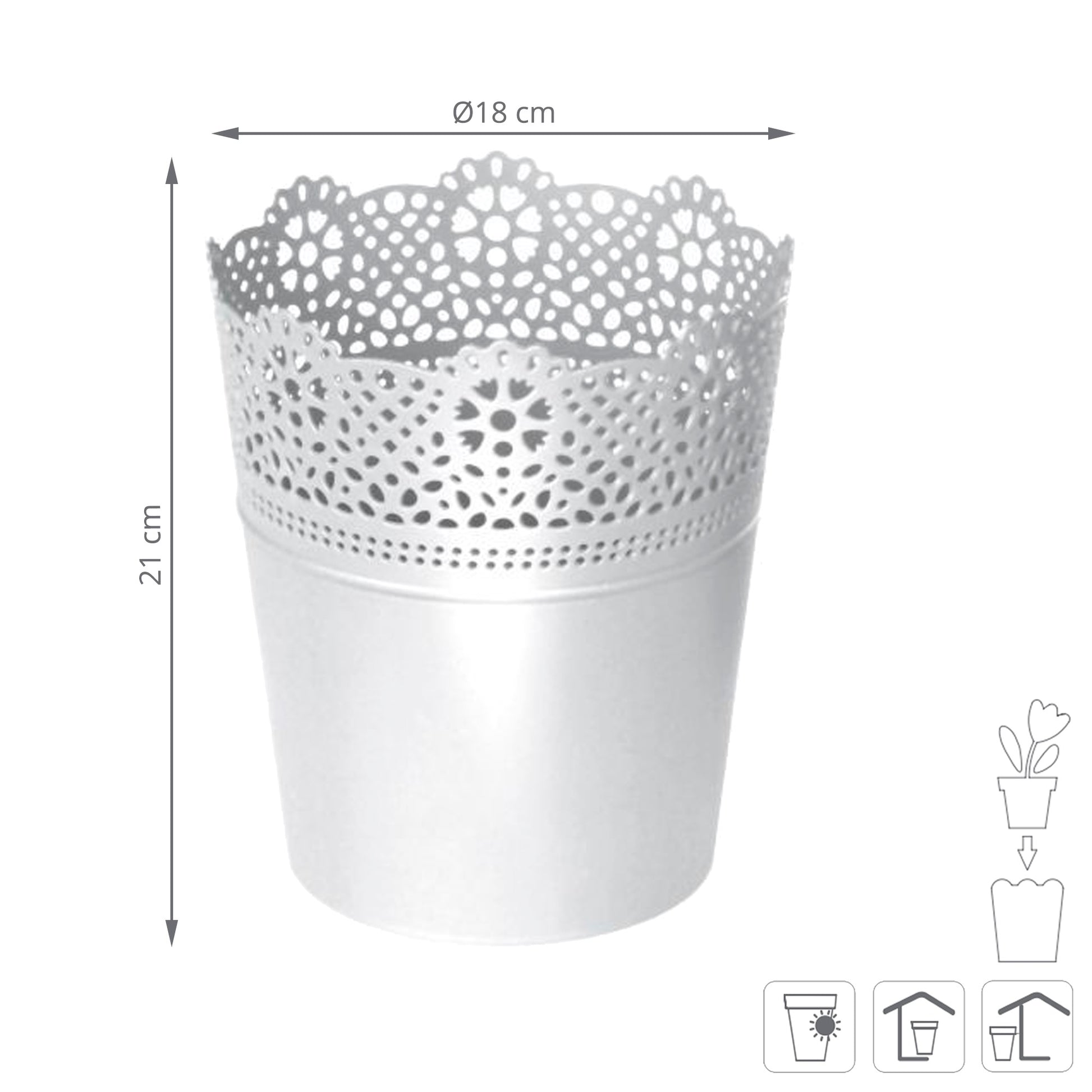 Maceta Lace , Dimensiones (mm) 180x180x210, Color Blanco