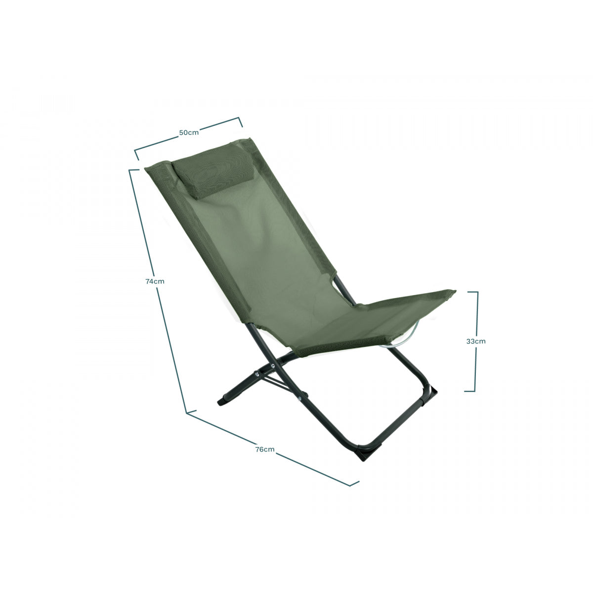 Lote De 2 Sillas De Jardín Plegables Verde Caqui - Muebles De Jardín - Chilian - 76x50x74cm_3