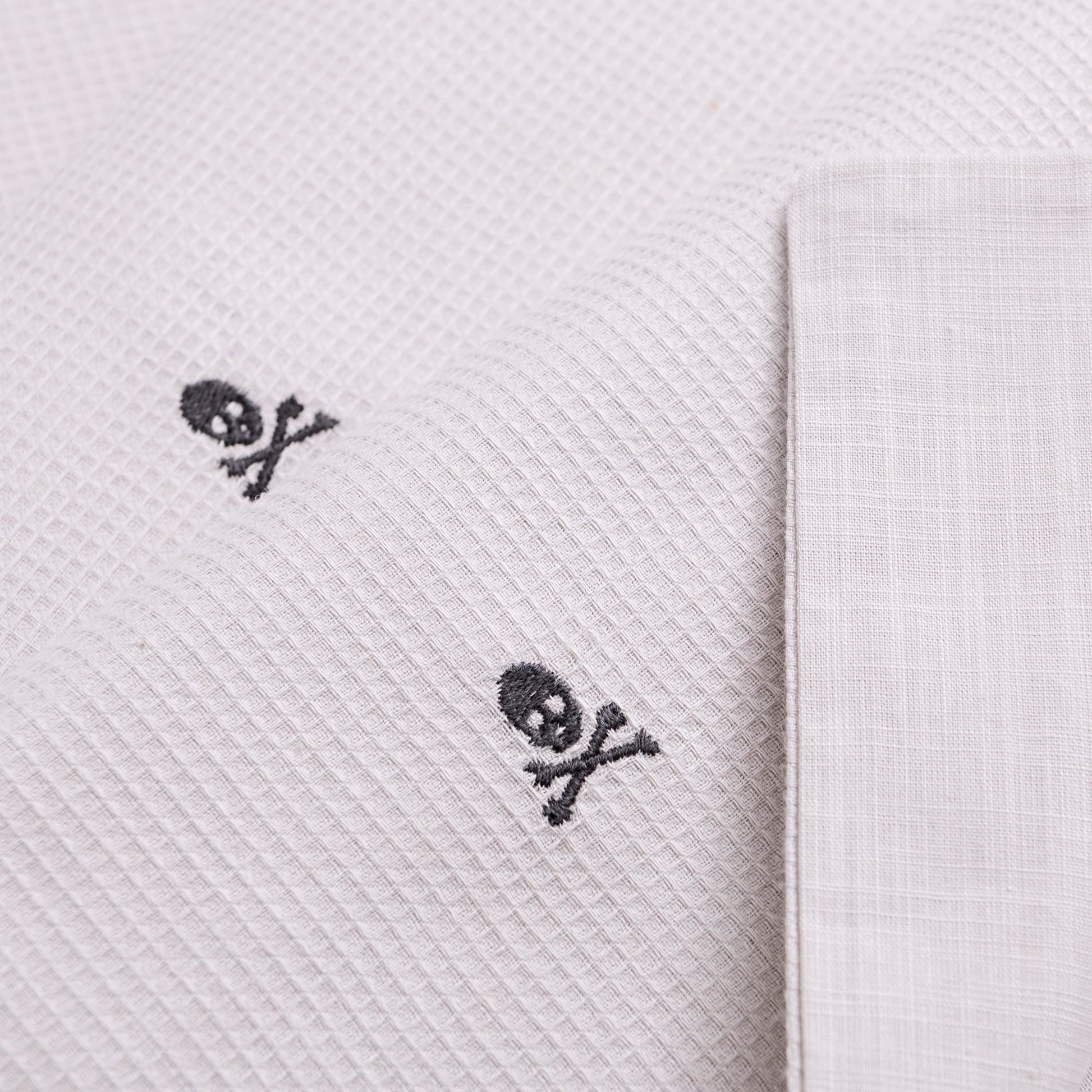 Set Cama Waffle (funda Nordica 260x240cm + 2 Fundas Almohada  50x105cm) 100% Algodón 144gsm Gris Cierre De Botone Shaze Scalpers Home