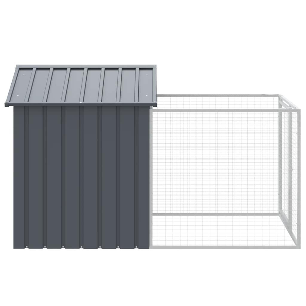 Vidaxl Caseta Perros Con Corral Acero Galvanizado Gris 117x201x123 Cm_3