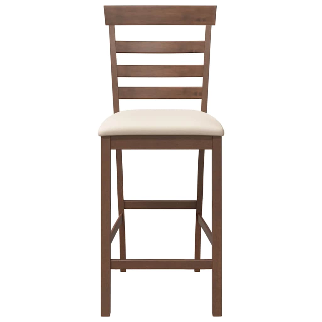 Taburetes De Bar Con Cojines 2 Uds Madera Maciza Marrón Caucho_3