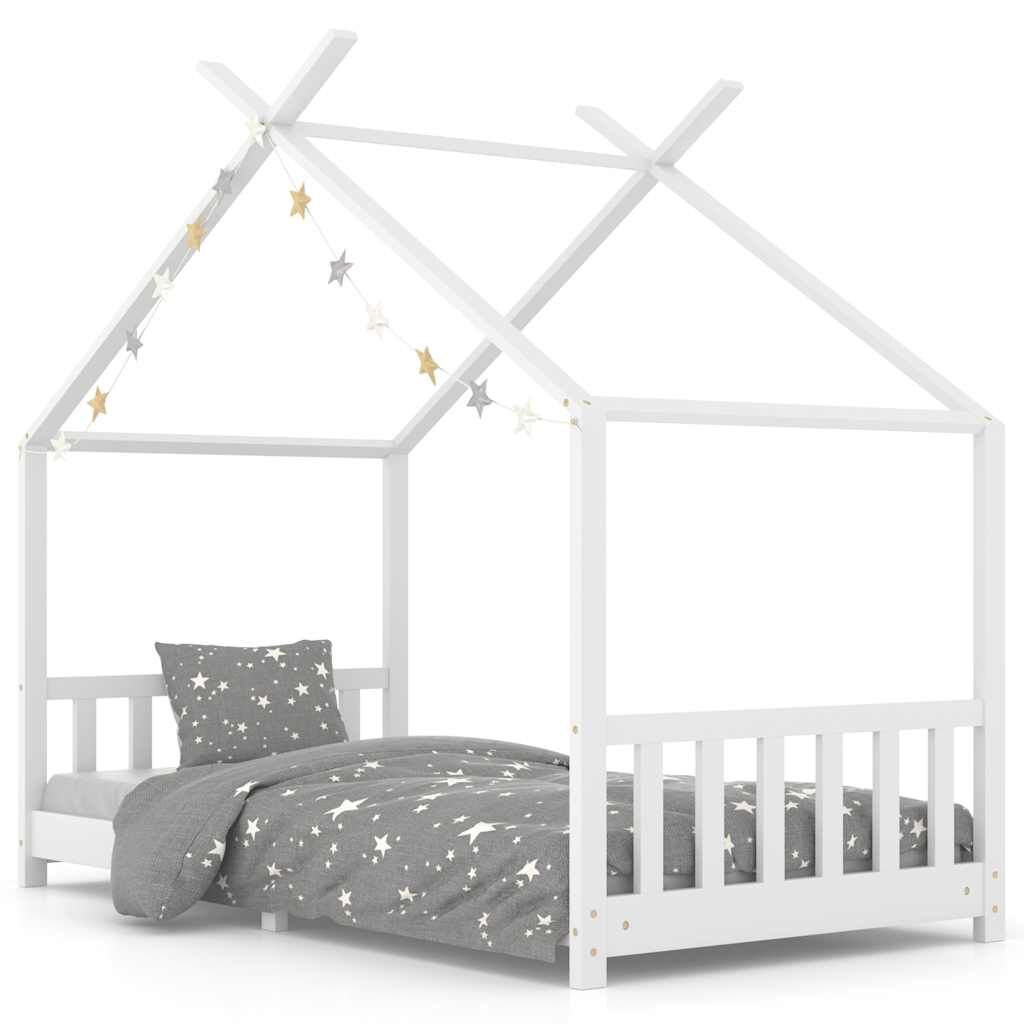 Vidaxl Estructura De Cama Infantil Madera Maciza Pino Blanco 90x200 Cm_0