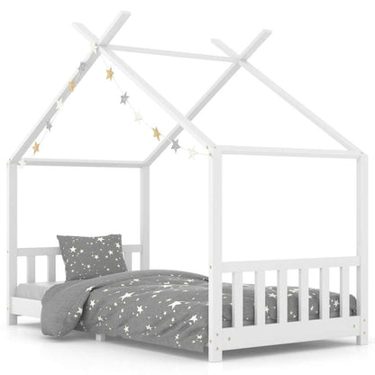 Vidaxl Estructura De Cama Infantil Madera Maciza Pino Blanco 90x200 Cm_0