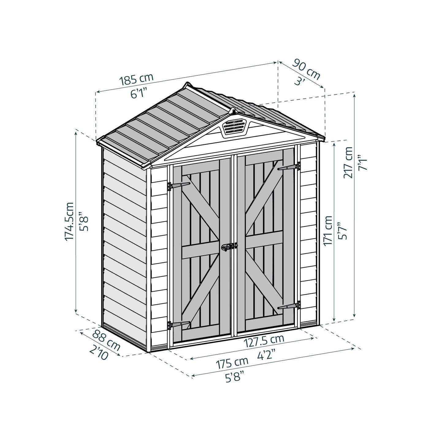 Telheiro de jardim Skylight Deco em cinzento da Palram 185x90 ​​cm
