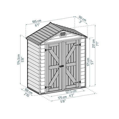 Telheiro de jardim Skylight Deco em cinzento da Palram 185x90 ​​cm
