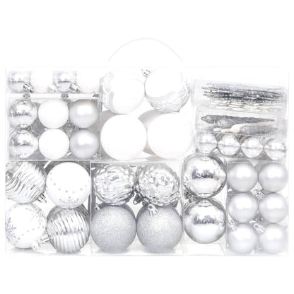 Vidaxl Juego De Adornos De Navidad De 108 Piezas Plateado Y Blanco_1