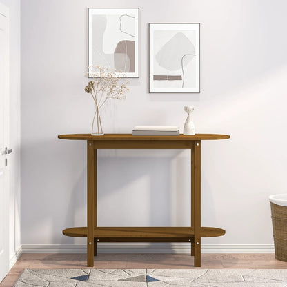 Mesa Consola De Madera Maciza De Pino Marrón Miel 110x40x80 Cm_1