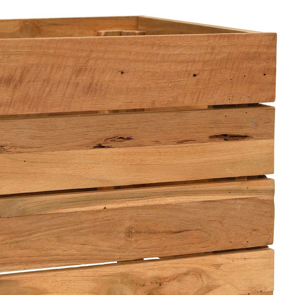 Arriate Elevado Madera De Teca Reciclada Y Acero 50x40x38 Cm_5