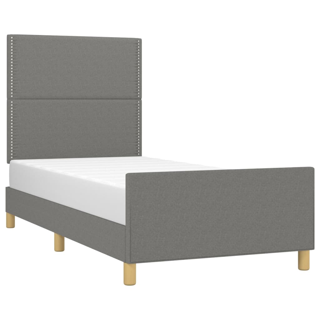 Estructura De Cama Con Cabecero De Tela Gris Oscuro 90x190 Cm / Vetonek_5
