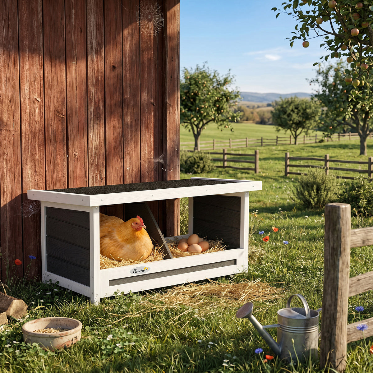 Ponederos Para Gallinas Pawhut Madera De Abeto Gris 66x37x34 Cm_1