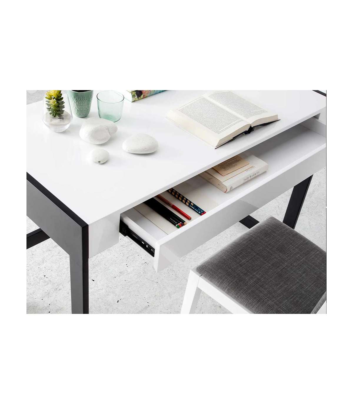 Escritorio Lacado En Blanco Elsa, 120 X 60 X 81 Cm (largo X Ancho X Alto)_5