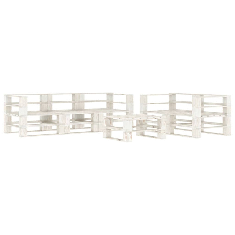 Vidaxl Juego De Muebles De Palés Para Jardín 6 Piezas Madera Blanco_0