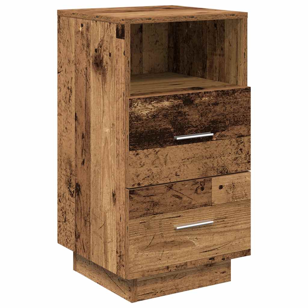 Mesillas De Noche 2 Uds Con 2 Cajones Madera Vieja 36x36x68 Cm_4