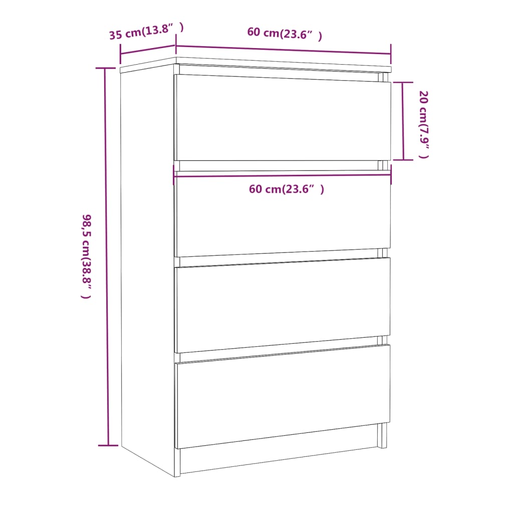 Aparador De Madera Contrachapada Sonoma Gris 60x35x98,5 Cm / Vetonek_2