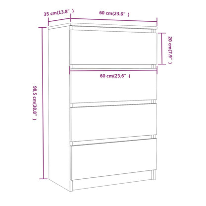 Aparador De Madera Contrachapada Sonoma Gris 60x35x98,5 Cm / Vetonek_2