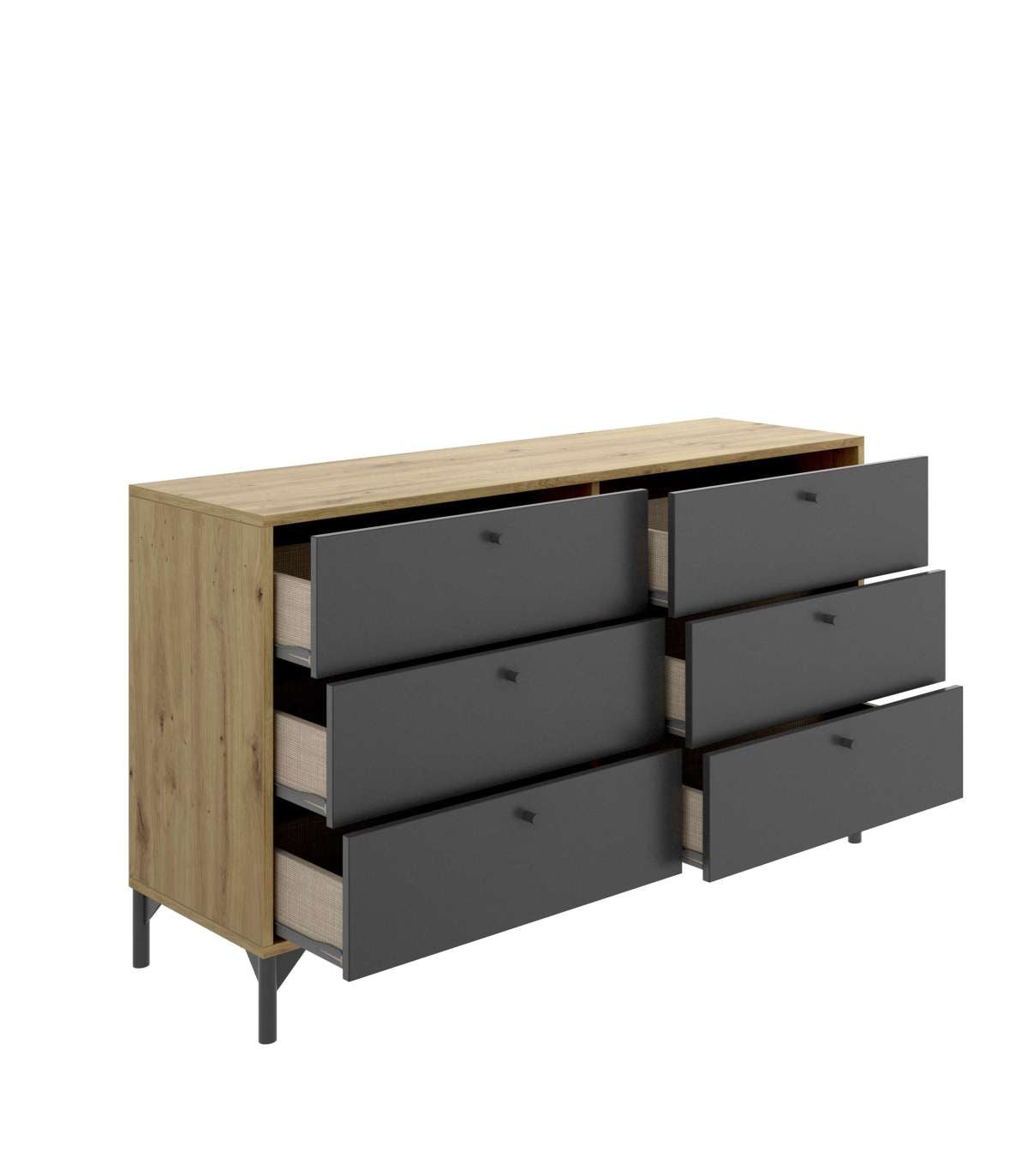 Comoda Doble 6 Cajones Terra En Acabado Nordic-grafito, 82.4 Cm(alto)120.4 Cm(ancho)40 Cm(largo)_2