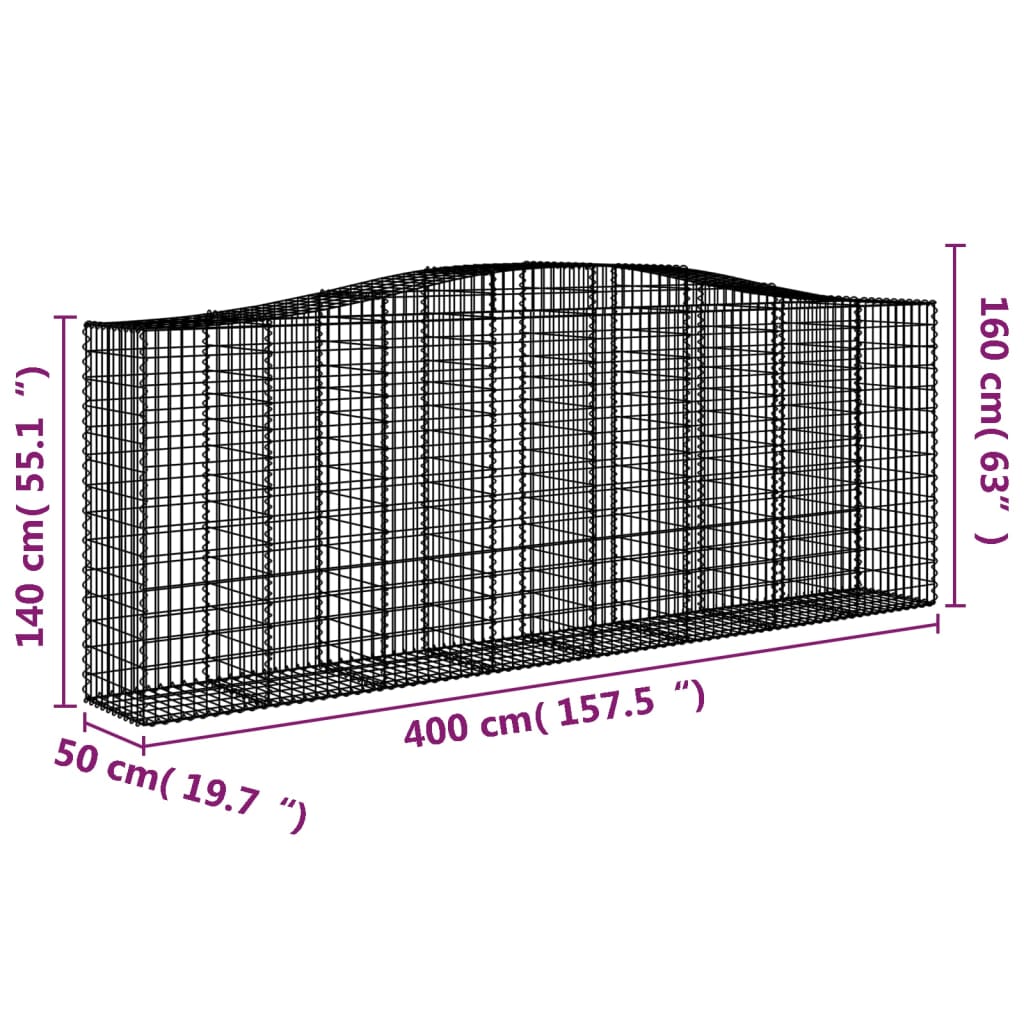 Cestas Gaviones 7 Uds Forma De Arco Hierro 400x50x140/160 Cm_5