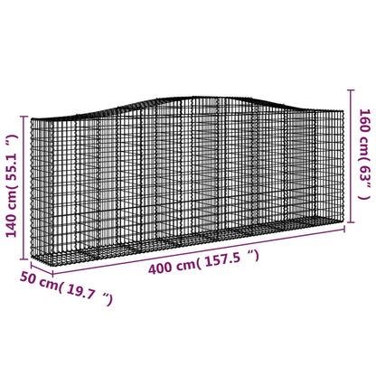 Cestas Gaviones 4 Uds Forma De Arco Hierro 400x50x140/160 Cm_5