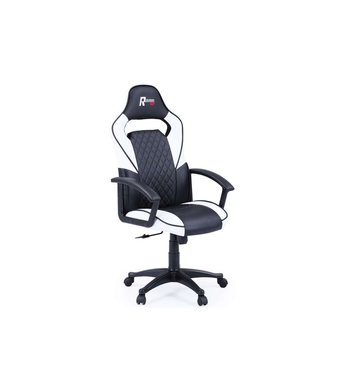Sillon Giratorio Elevable Gamer R-design En Simil Piel Y Carbono Color Blanco-negro 115-12_0