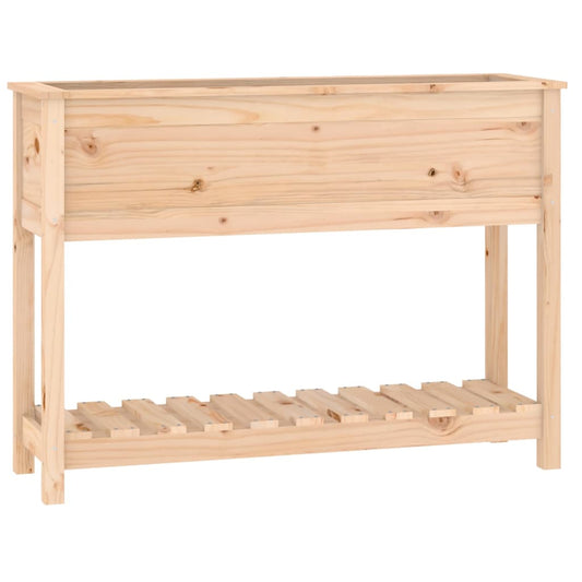 Jardinera Con Estante Madera Maciza De Pino 111,5x34,5x81 Cm_0