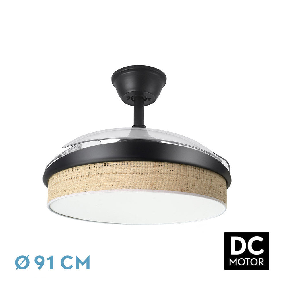 Ventilador Dc Moda 72w Negro/caã±izo Claro 91d 3aspas 7200lm 3000-4000-6000k Remoto+ Memoria+ Temporizador_0
