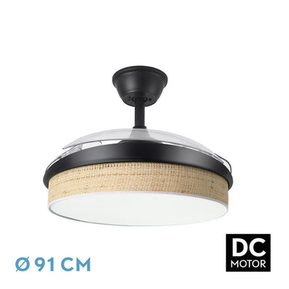 Ventilador Dc Moda 72w Negro/caã±izo Claro 91d 3aspas 7200lm 3000-4000-6000k Remoto+ Memoria+ Temporizador_0