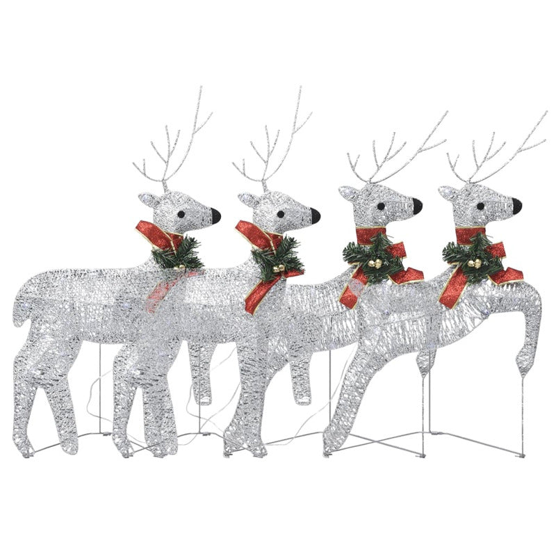 Vidaxl Renos De Navidad 4 Unidades 80 Led Plateado_0