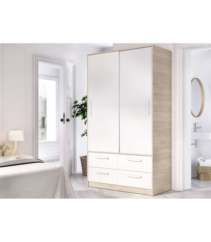 Armario Puertas Correderas Celia Acabado Blanco/natural, 204 Cm(alto)120 Cm(ancho)65 Cm(la_5