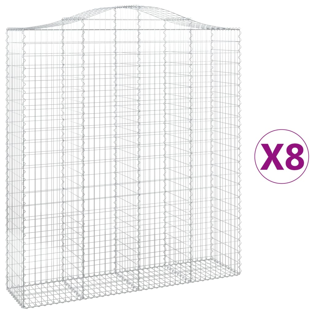 Cestas De Gaviones 8 Uds Forma De Arco Hierro 200x50x220/240 Cm_0