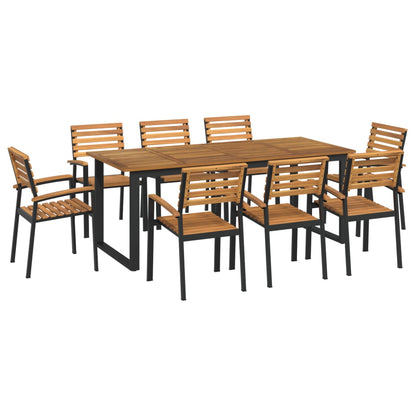Juego De Comedor De Jardín 9 Pzas Madera Maciza Acacia Y Metal / Vetonek_2