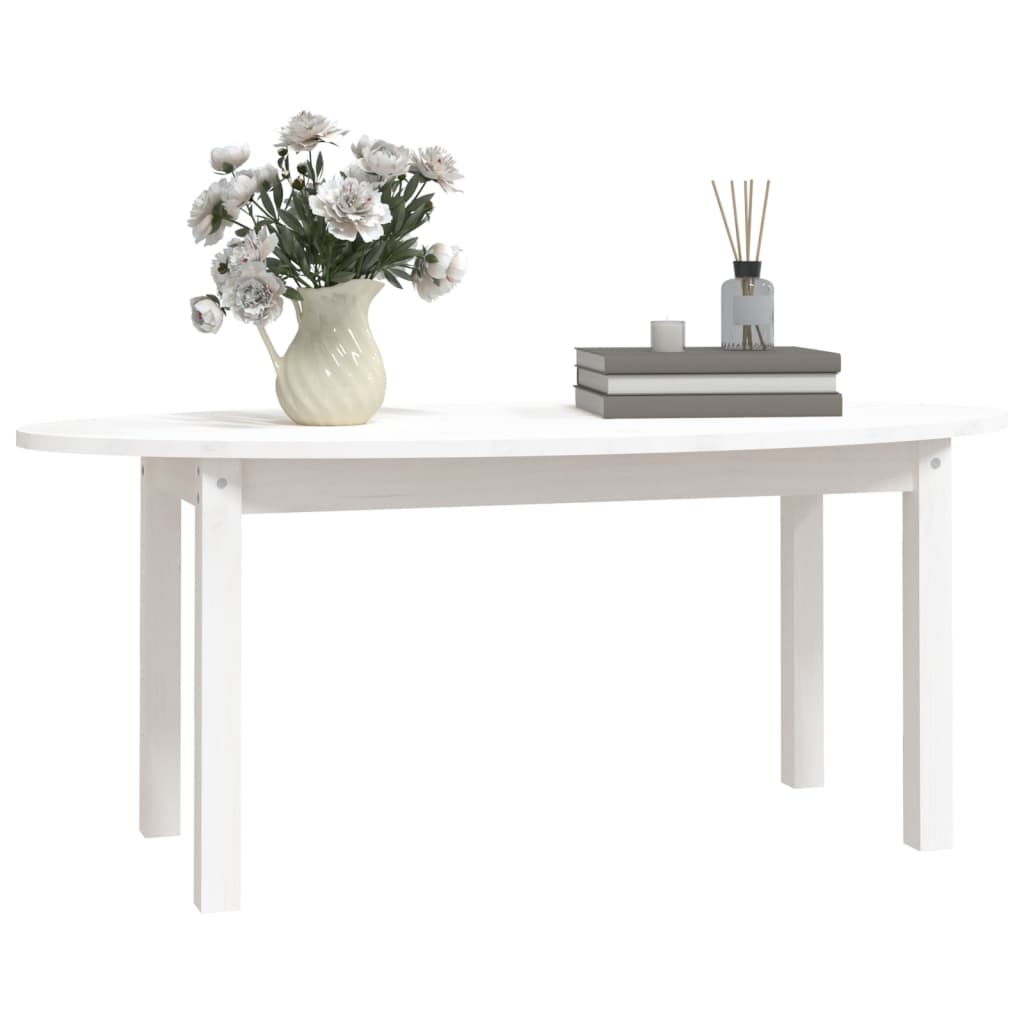 Mesa De Centro De Madera Maciza De Pino Blanco 110x55x45 Cm_2