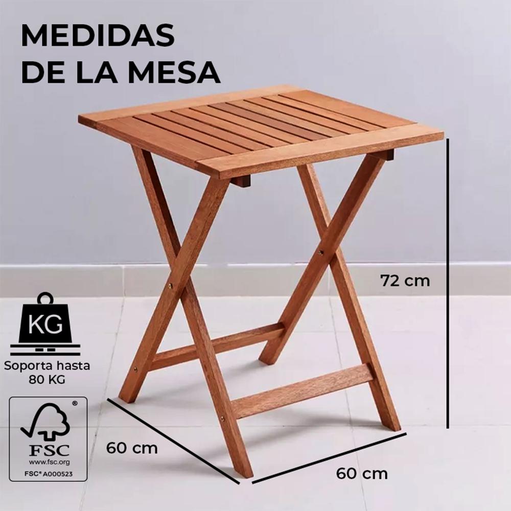 Yoevu -set De Madera De Acacia 3 Piezas, 1 Mesa Y 2 Sillas Plegables, Conjunto De Jardín Compacto Y Duradero, Ideal Para Terrazas, Balcones Y Patio_1